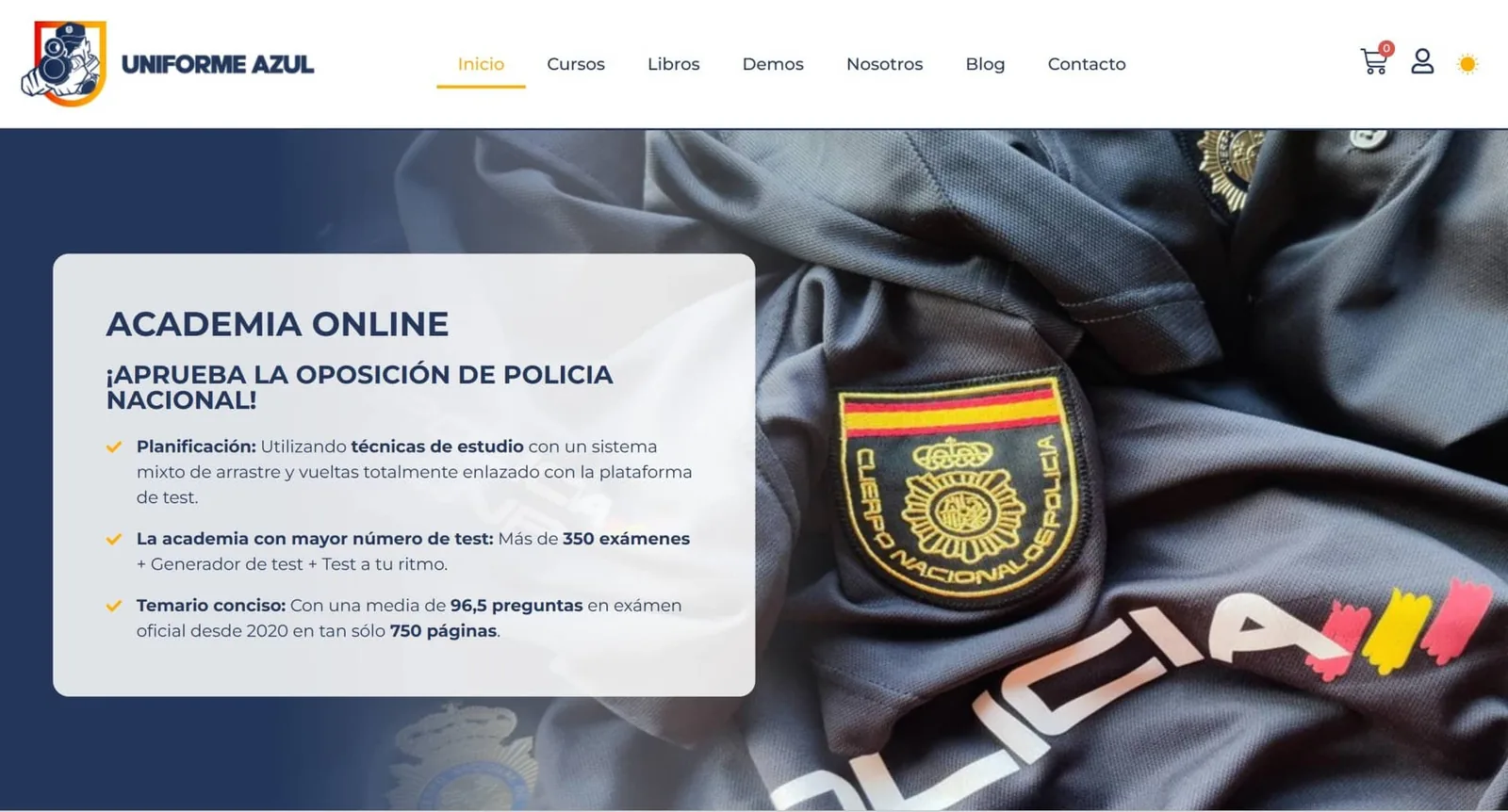 Academia virtual desarrollada para Uniforme Azul