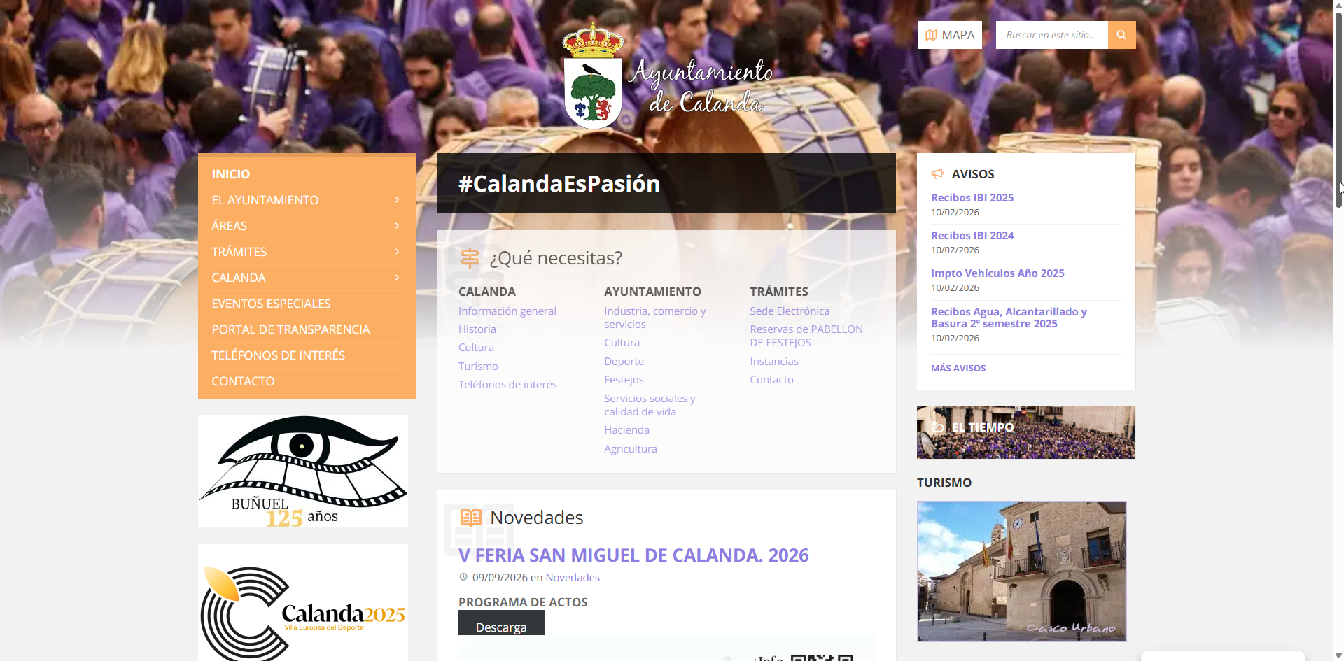 Web oficial del Ayuntamiento de Calanda desarrollada por Hazhistoria