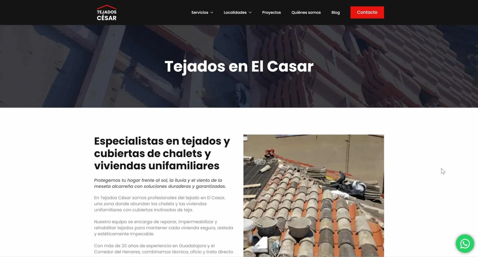 Landing page para Tejados César