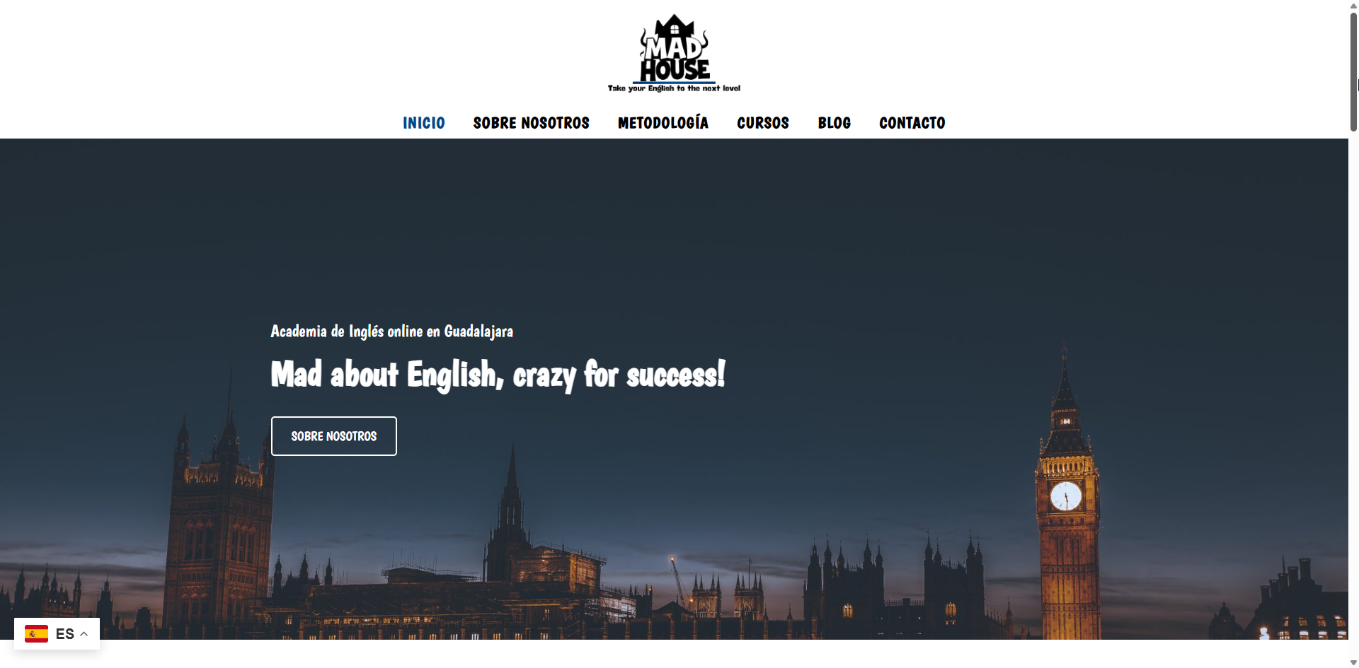 Web de Madhouse English desarrollada para una academia de idiomas