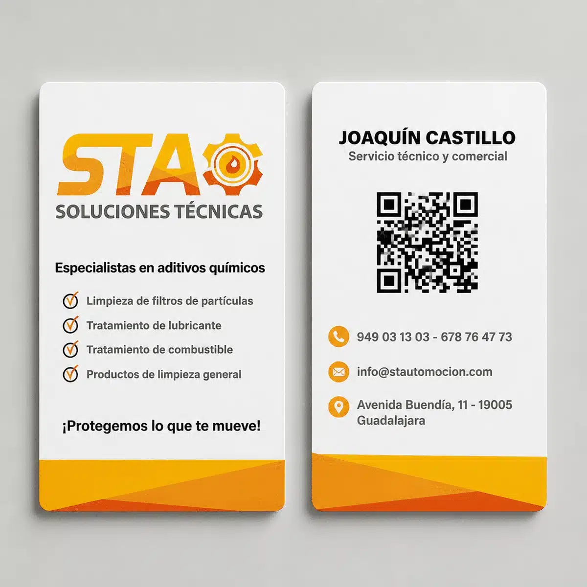 Tarjetas de visita diseñadas para STAUTOMOCION en Guadalajara