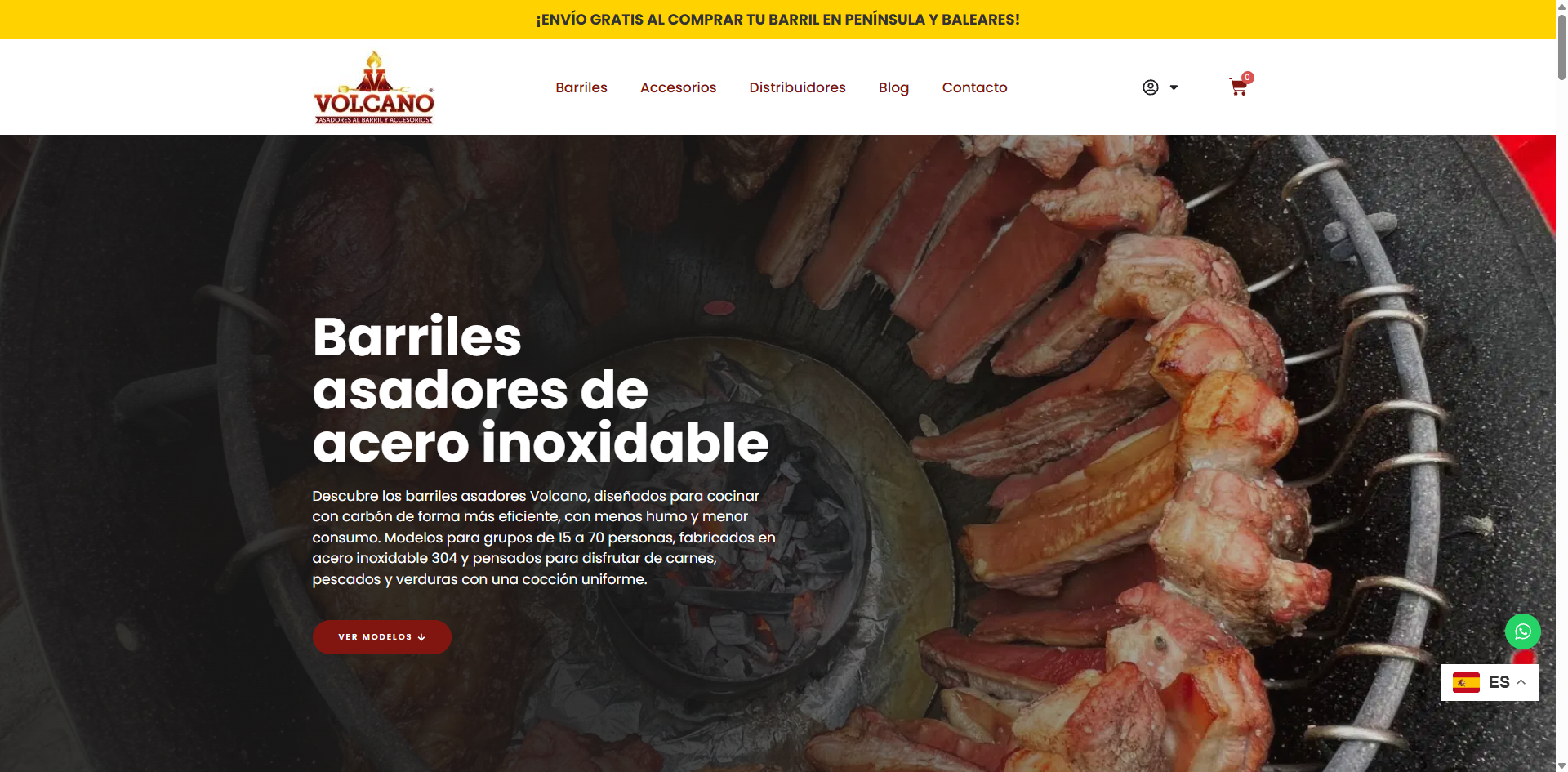 Web de Volcano Asadores Ibérica