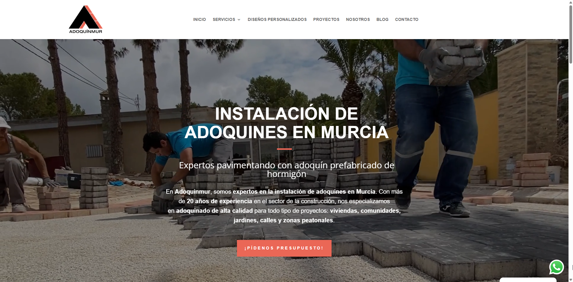 Web de Adoquín Mur dentro del trabajo de posicionamiento SEO y seguimiento