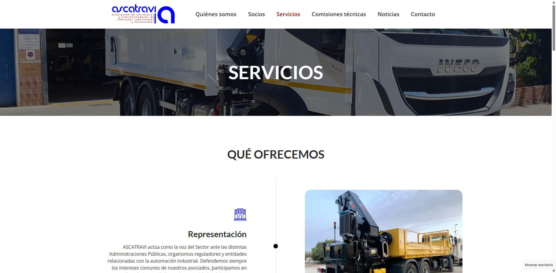 Web corporativa de ASCATRAVI desarrollada por Hazhistoria