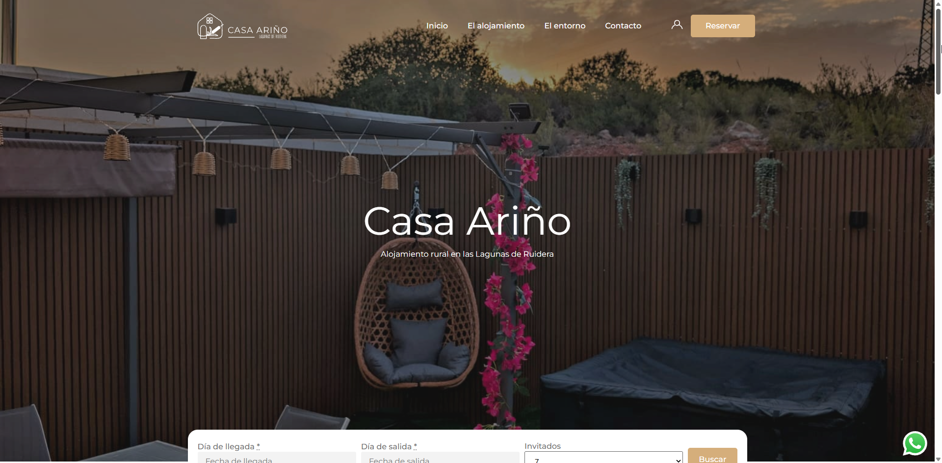 Web de Casa Ariño en Ruidera con sistema de reservas y pago online