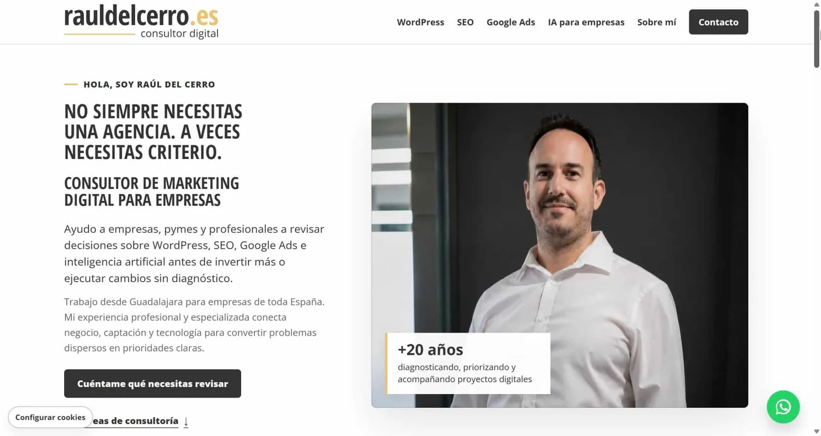 Web con IA creada para Raúl del Cerro